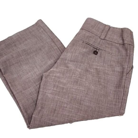 AB Studio Pants cropped Medium Brown Mid-rise Straight Leg Women's 2 - Picture 2 of 4